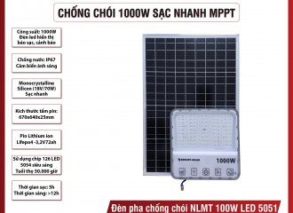 ĐÈN PHA NĂNG LƯỢNG MẶT TRỜI 1000W LED 5051: SÁNG BỪNG KHÔNG GIAN, TIẾT KIỆM TỐI ĐA