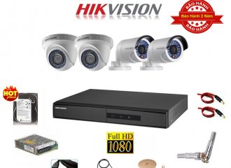 Trọn bộ 4 camera an ninh Hikvision HD1080 giá rẻ