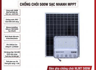 GIỚI THIỆU SẢN PHẨM: ĐÈN PHA CHỐNG CHÓI NĂNG LƯỢNG MẶT TRỜI 500W SẠC NHANH MPPT – GIẢI PHÁP CHIẾU SÁ
