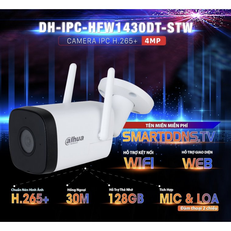 Camera IP Wifi 4MP DAHUA DH-IPC-HFW1430DT-STW