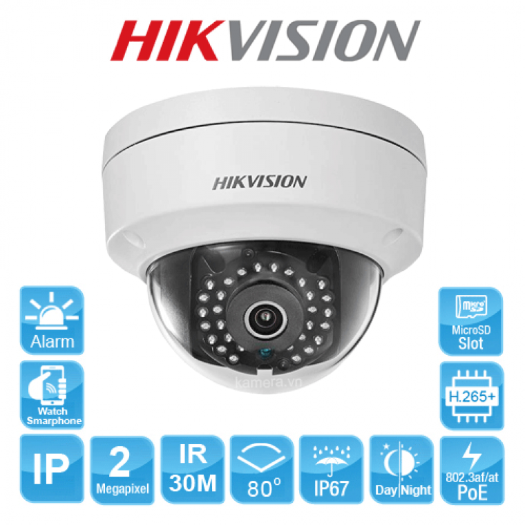 Camera IP Dome hồng ngoại 2.0 Megapixel HIKVISION DS-2CD2121G0-IS