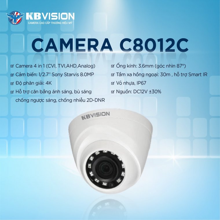 Camera 4in1 hồng ngoại 8MP KBVISION KX-C8012C