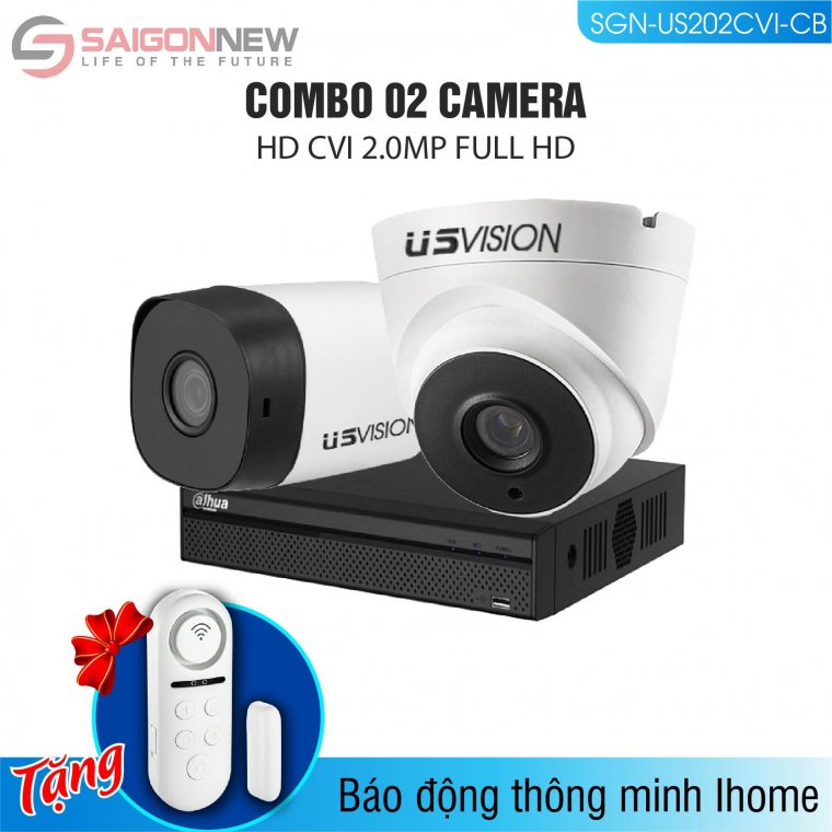 Combo 1 Đầu ghi + 2 Camera HD CVI 2.0MP Full HD