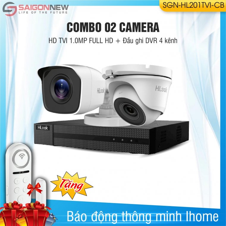 Combo 1 Đầu ghi + 2 Camera HD TVI 1.0MP Full HD
