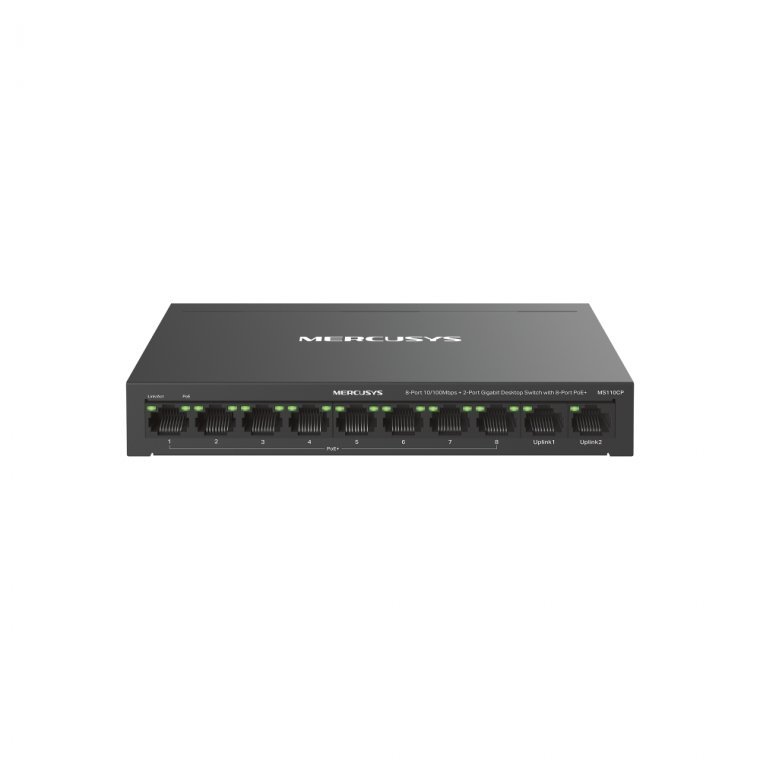 MS110CP – 10-Port Giga Desktop Switch with 8-Port PoE+