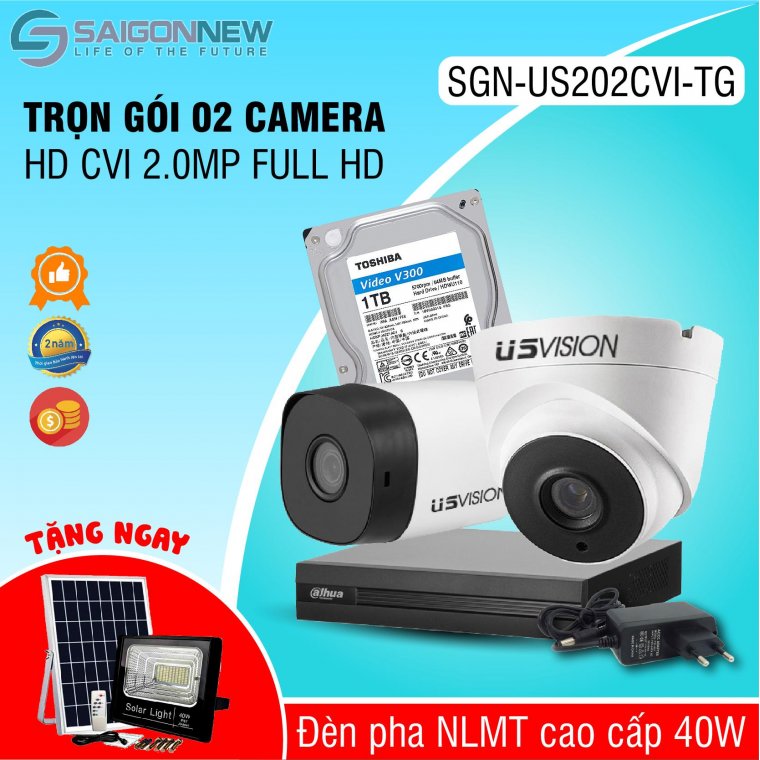 Trọn gói 2 Camera HD CVI 2.0MP Full HD