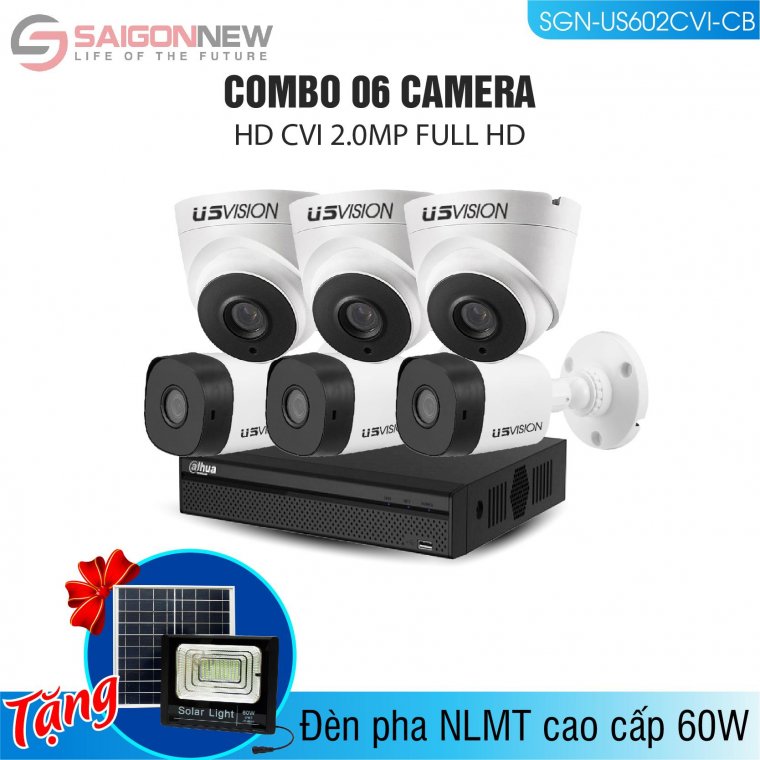 Combo 1 Đầu ghi + 6 Camera HD CVI 2.0MP Full HD