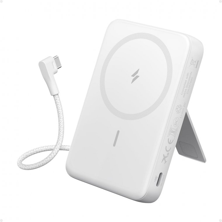 Sạc dự phòng Anker Zolo 1C 15W 10000mAh (Built-In USB-C Cable) Trắng (White) – B2B_A1685