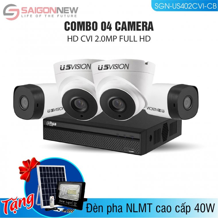 Combo 1 Đầu ghi + 4 Camera HD CVI 2.0MP Full HD