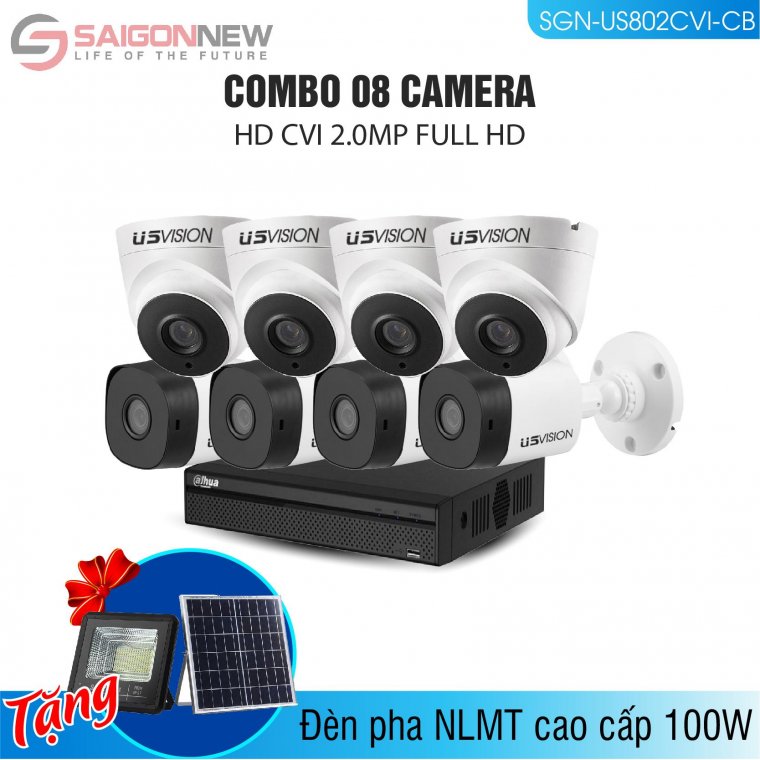 Combo 1 Đầu ghi + 8 Camera HD CVI 2.0MP Full HD