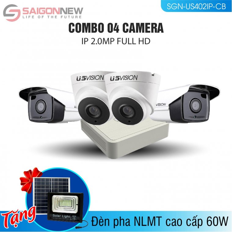 Combo 1 Đầu ghi + 4 Camera IP 2.0MP Full HD					