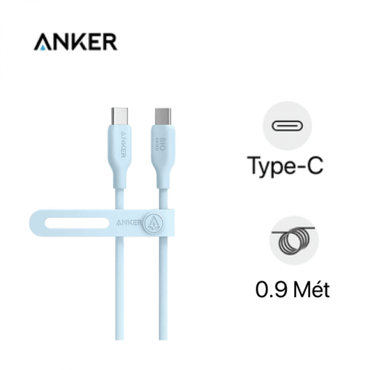 Cáp sạc Anker 544 C-C 0.9m TPE Bio-Based màu xanh dương (Blue) – B2B_A80F1H31