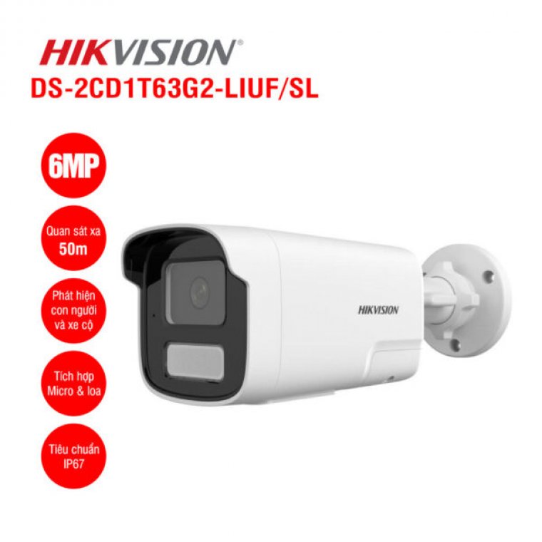 Camera IP 6MP Hikvision DS-2CD1T63G2-LIUF