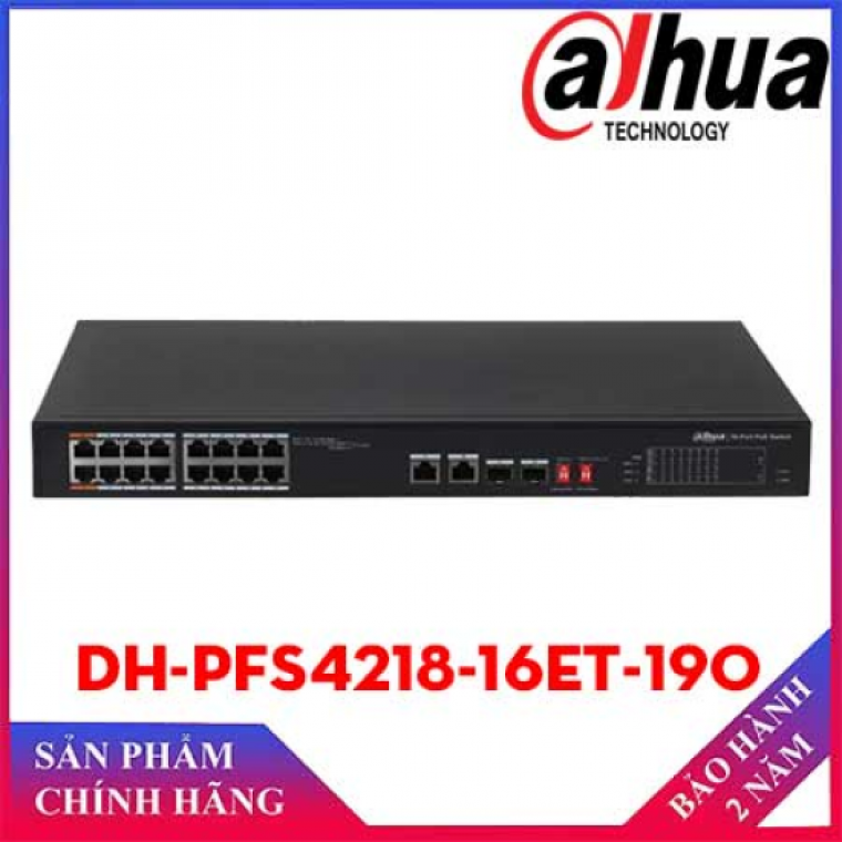Switch PoE 16 Port Dahua DH-PFS4218-16ET-190