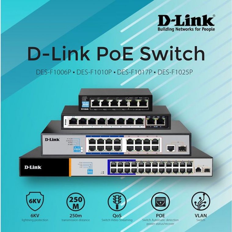 Switch PoE 10 Port 10/100Mbps DLink DES-F1010P