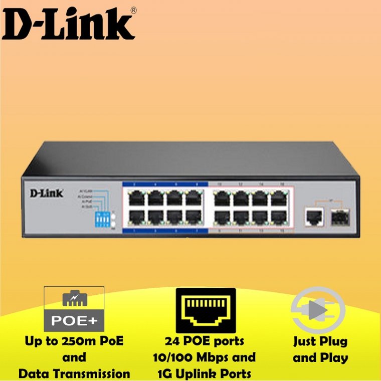 Switch PoE 17 Port 10/100Mbps DLink DES-F1017P