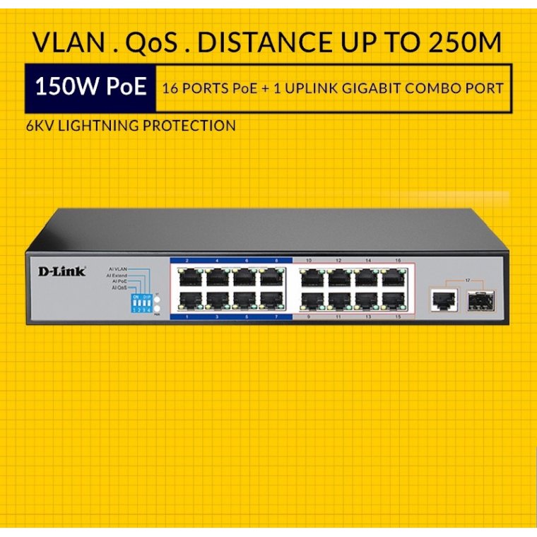 Switch PoE 17 Port 10/100Mbps DLink DES-F1017P