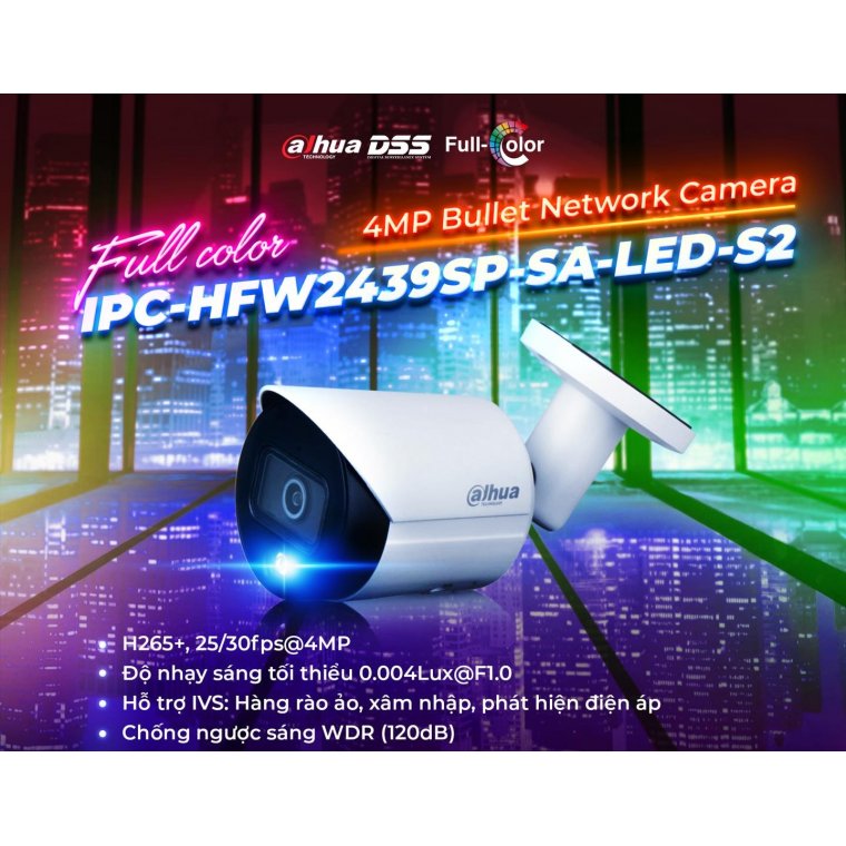 Camera IP Full-Color 4MP DAHUA DH-IPC-HFW2439SP-SA-LED-S2
