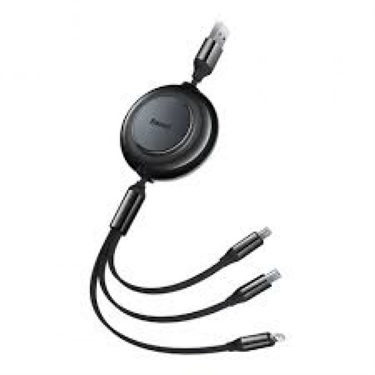 Cáp Sạc Dây Rút Đa Năng 3-in-1 C to L+2C VENTION TRK 100W – BLACK 