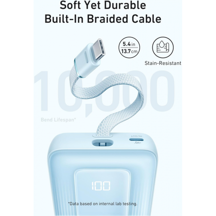 Sạc dự phòng Anker Zolo 1A1C 30W 10000mAh (Built-In USB-C and Lightning Cable) Hồng (Pink) B2B_A1680