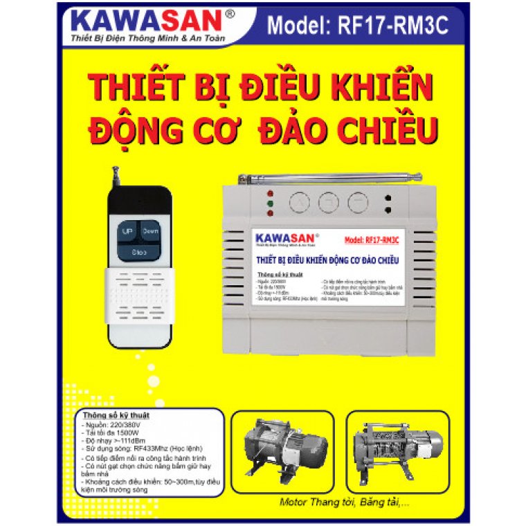 THIẾT BỊ ĐIỀU KHIỂN TỪ XA ĐỘNG CƠ 1-3 PHA BĂNG TẢI, CỔNG RF17-RM3C 100-200M
