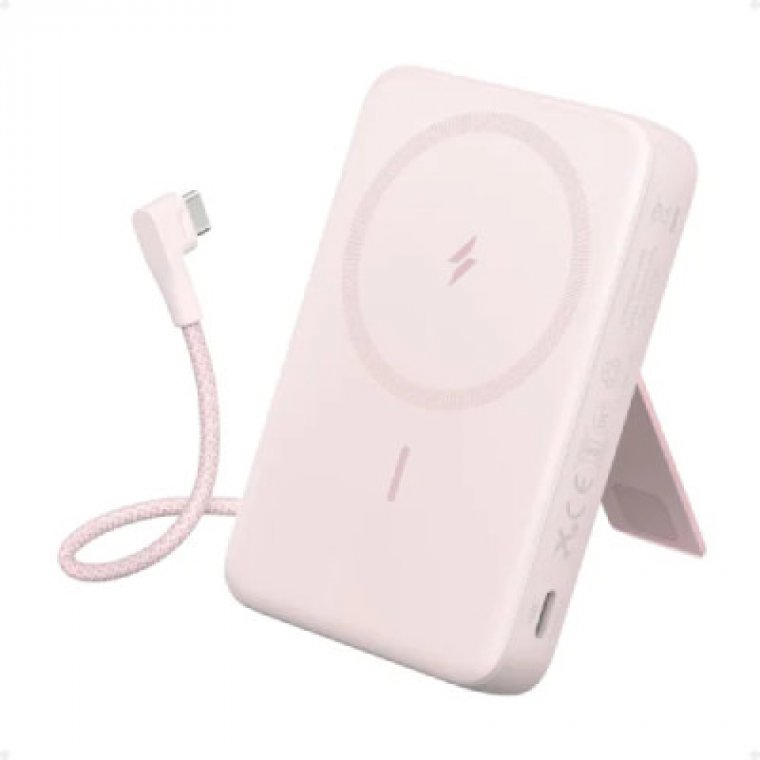 Sạc dự phòng Anker Zolo 1C 15W 10000mAh (Magnetic, Built-In USB-C Cable) Hồng (Pink) B2B_A1685H51