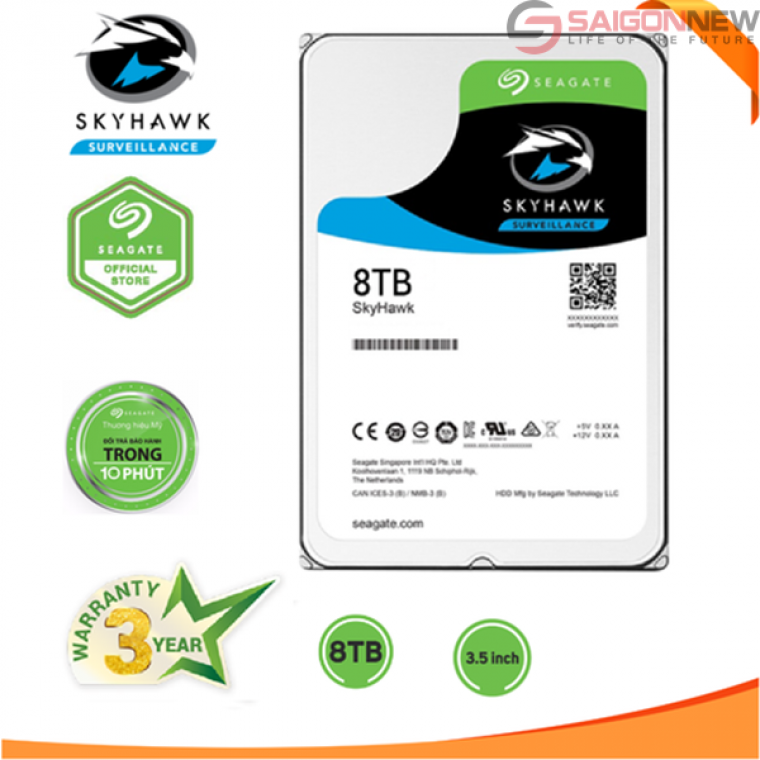 Ổ cứng chuyên dụng 8TB Seagate Skyhawk ST8000VX0022
