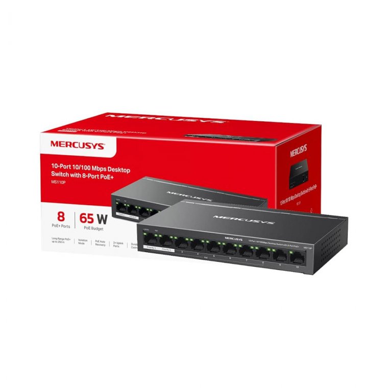 MS110P – Switch Để Bàn 10 Cổng 10/100M, 8 Cổng PoE+