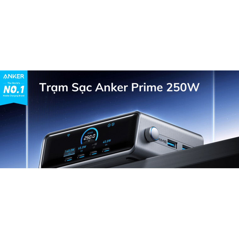 Trạm sạc Anker Prime 4C2A 250W Bạc (Silver) B2C_A2345141