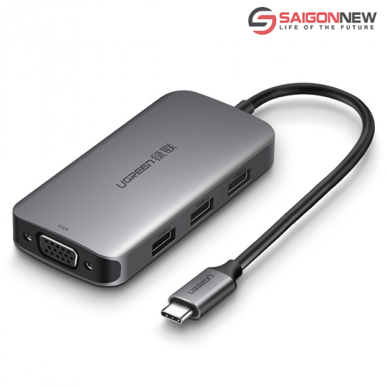 Bộ chuyển USB-C sang VGA kèm Hub USB 3.0 Cao Cấp Ugreen 50210 CM136