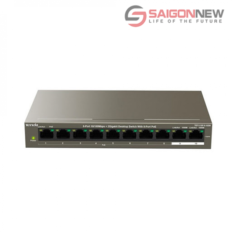 TEF1110P-8-63W Switch 10 cổng 10/100Mbps với 8 cổng PoE