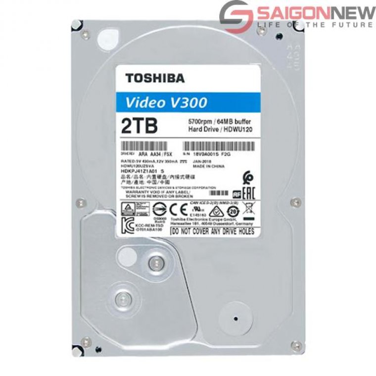 Ổ cứng Toshiba V300 Video Stream HDD 2TB HDWU120UZSVA