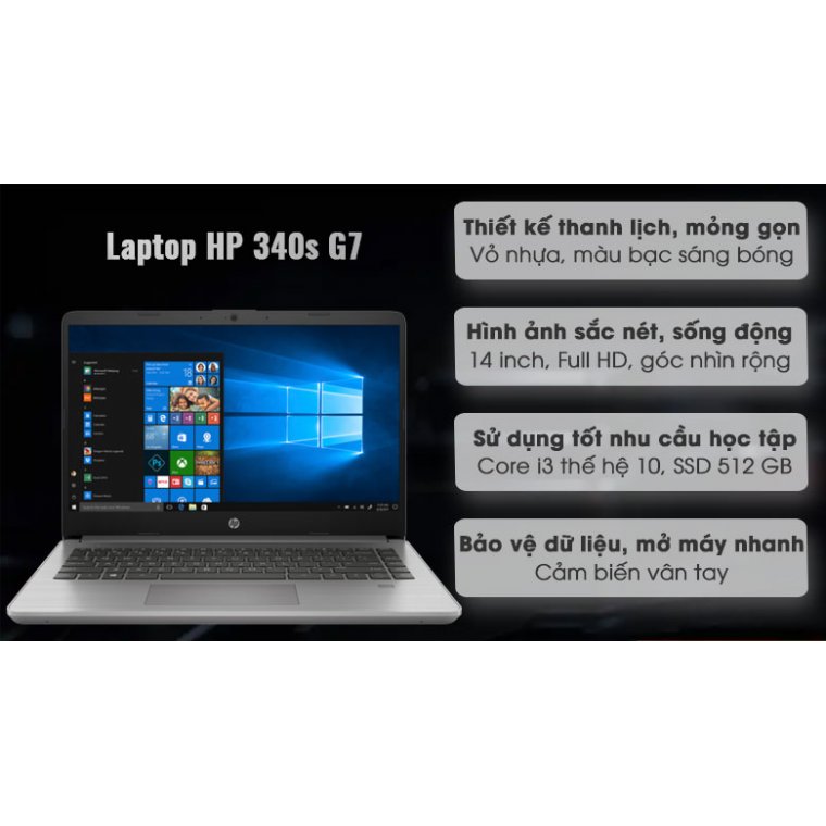 Laptop HP 340s G7 i3 1005G1/4GB/512GB/Win10 (224L1PA)