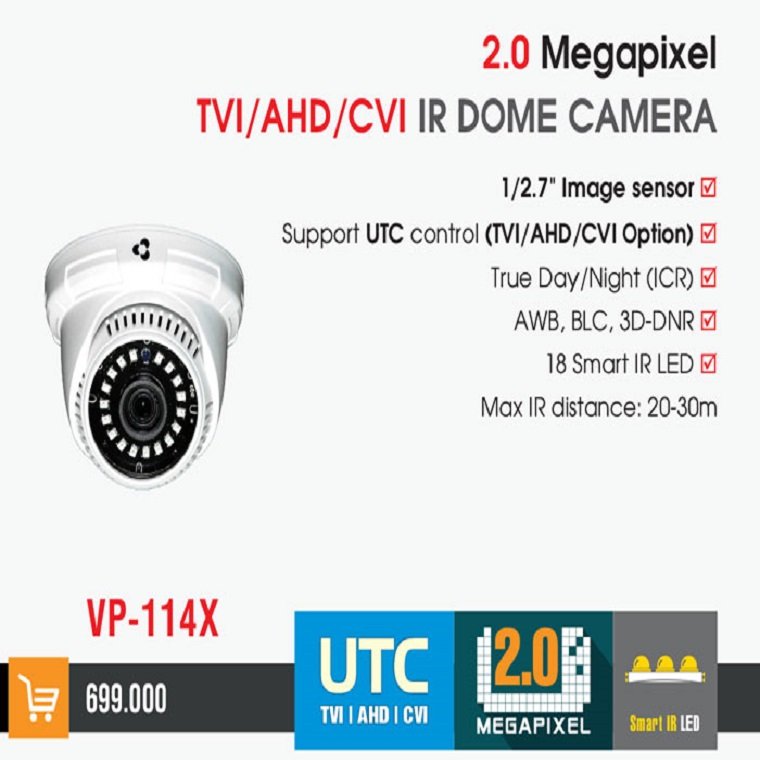 Camera 3in1 Dome 2MP VANTECH VP-114X