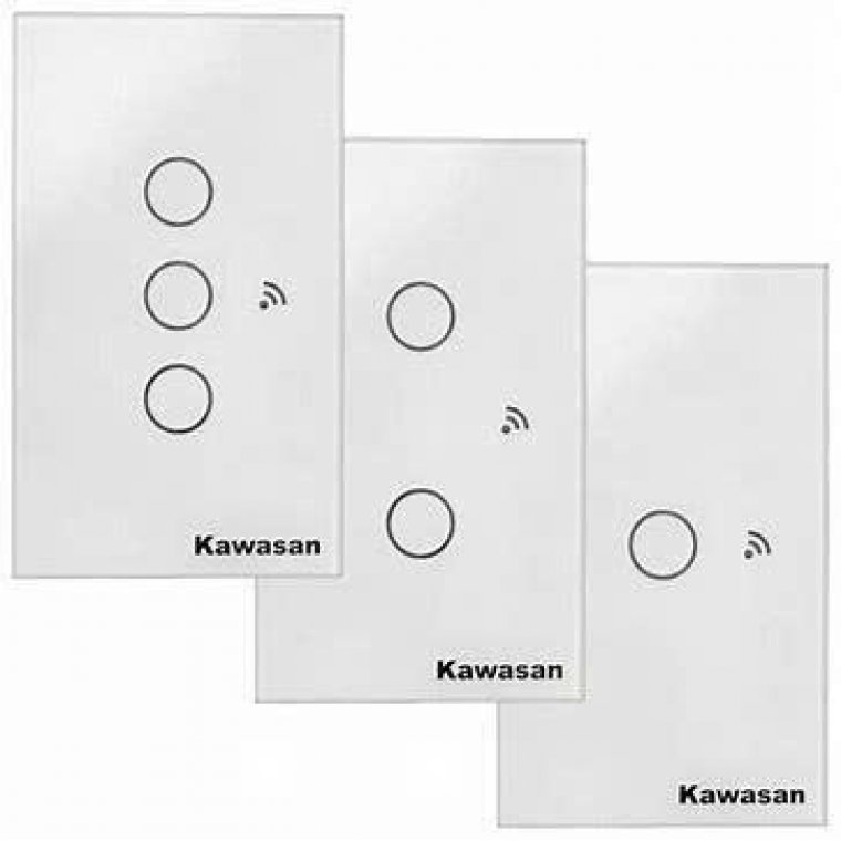 CÔNG TẮC CẢM ỨNG MẶT CHỮ HÌNH CHỮ NHẬT TRẮNG/ ĐEN - KHÔNG VIỀN KAWASAN - CT3-WIFI 