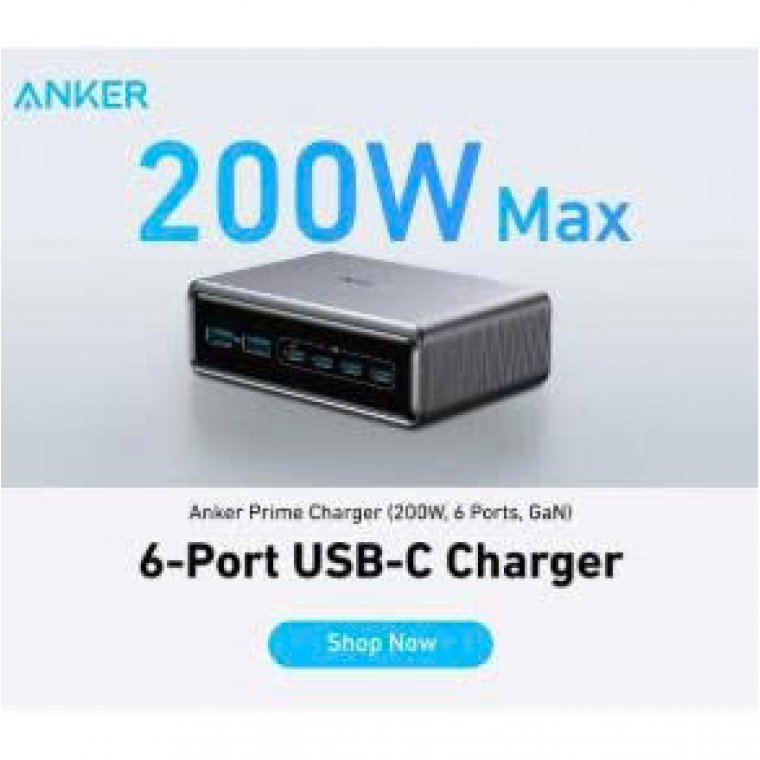 Củ sạc Anker Prime 4C2A 200W – Bạc (Silver)